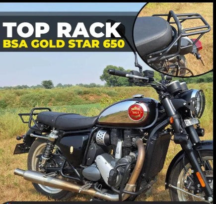 Top Rack Without Plate Compatible With Pillion Backrest Mild Steel Black Type-2 For BSA Goldstar 650 - Zana