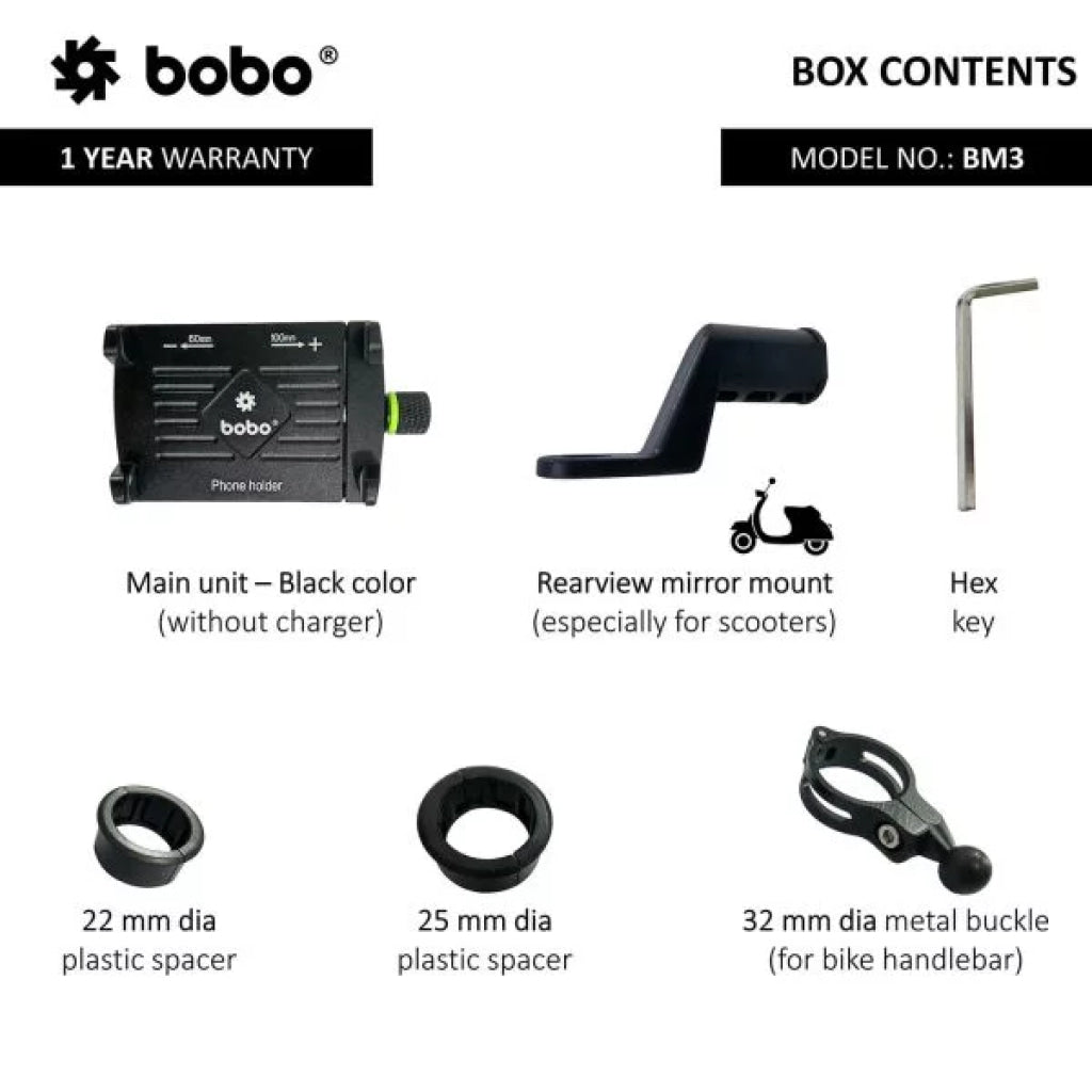 Bobo Bm3 Aluminium Phone Holder Mount (Black) Mounts