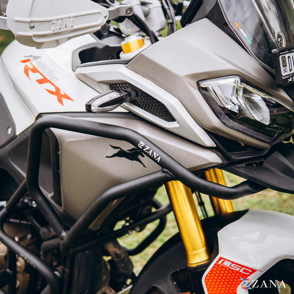 Upper & Lower Crash Guard With Slider Combo (Black) For TVS Apache RTX300 - Zana