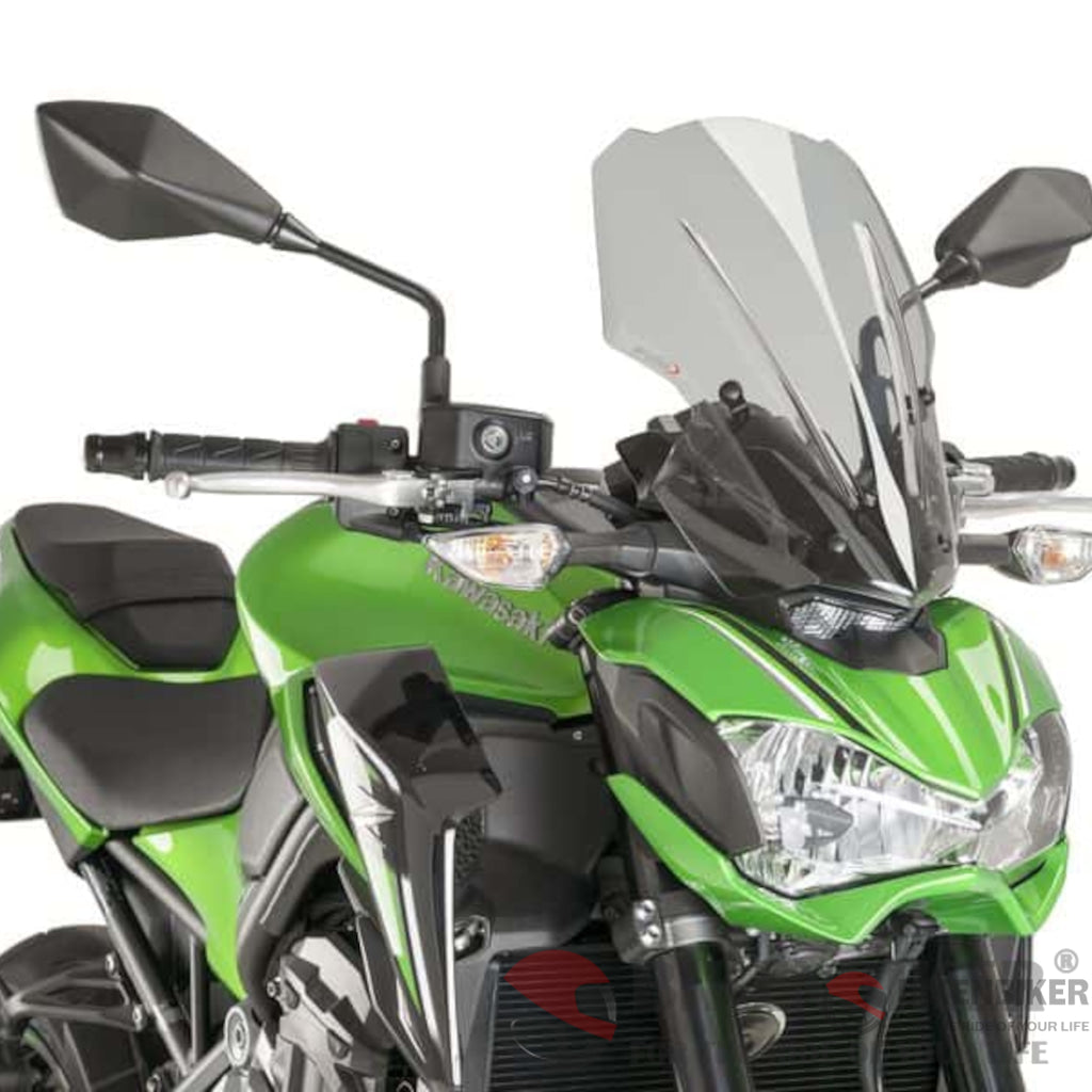Windshield New Generation Touring For Kawasaki Z900 2017-Puig Smoke Wind Shield