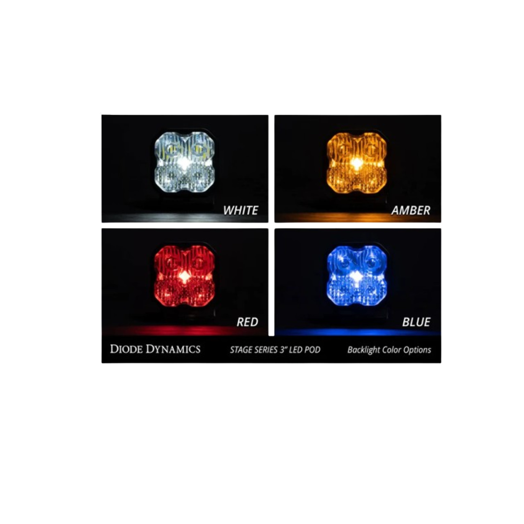 White Sport Backlit Led Stage Series 3" Pod (pair) Light - Diode Dynamics