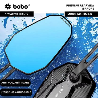 RM1-D Anti-Glare, Anti-Fog Rearview Bike Mirror - BOBO