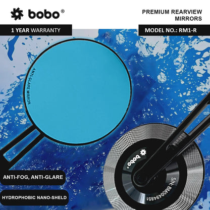 RM1-R Anti-Glare, Anti-Fog Rearview Bike Mirror - BOBO
