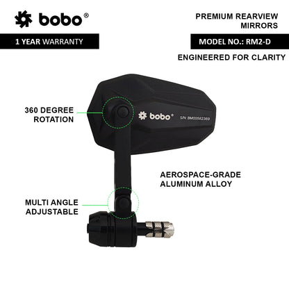 RM2-D Anti-Glare, Anti-Fog Bike Bar End Mirror - BOBO