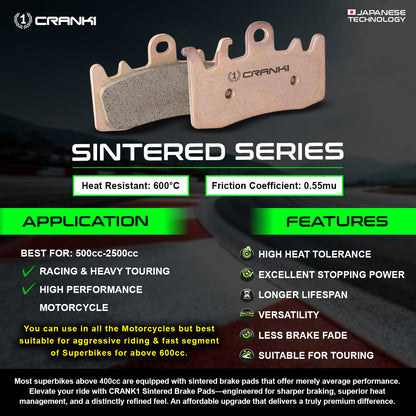 Sintered Brake Pads For Aprilia RS 457 - Front - CB606 - Crank1