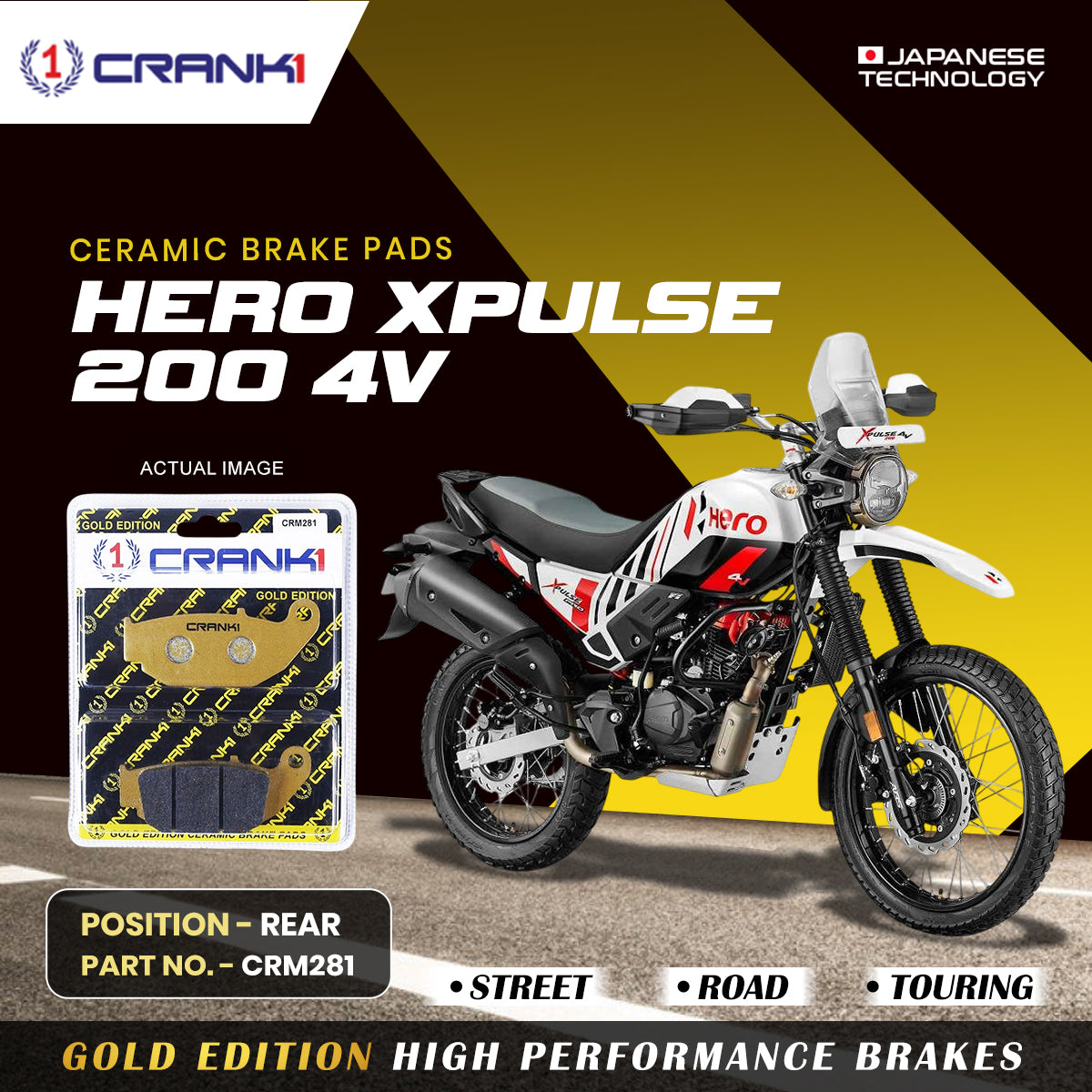 Ceramic Brake Pads - Rear - CRM281 - Crank1