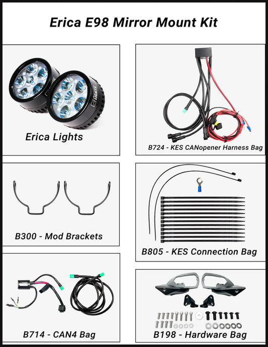 Erica Mirror Mount Kit For K1600GT/GTL/B -Clearwater
