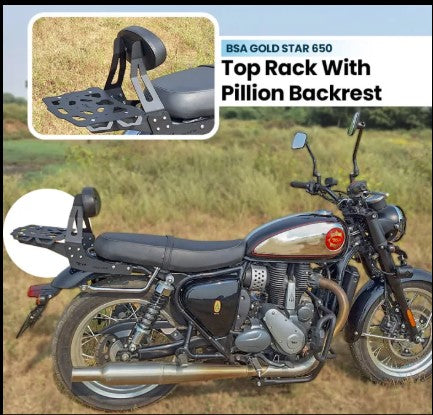 Top Rack With Pillion Back Rest Mild Steel Black Type-1 For BSA Goldstar 650 - Zana