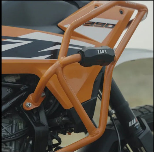KTM 390 एडवेंचर 2025-ज़ाना के लिए स्लाइडर पक ऑरेंज के साथ टैंक गार्ड
