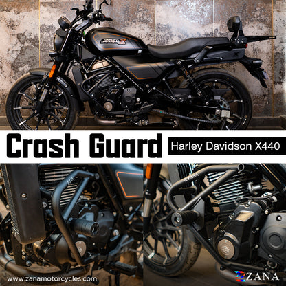 Crash Guard With Slider for Harley Davidson X440 - Black - Zana