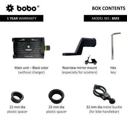 Bobo Bm3 Aluminium Phone Holder Mount (Black) Mounts