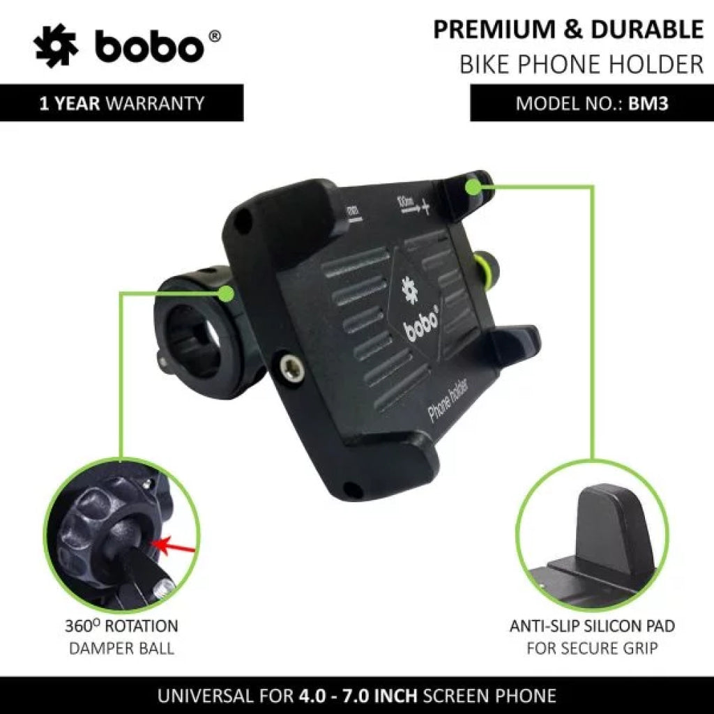 Bobo Bm3 Aluminium Phone Holder Mount (Black) Mounts