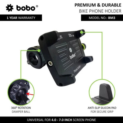 Bobo Bm3 Aluminium Phone Holder Mount (Black) Mounts