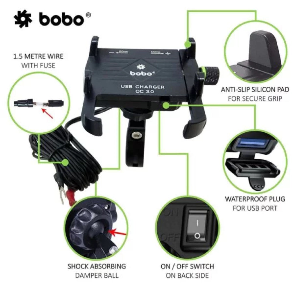 Bobo Bm5 Aluminium Phone Holder Mount (Black) Mounts