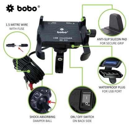Bobo Bm5 Aluminium Phone Holder Mount (Black) Mounts