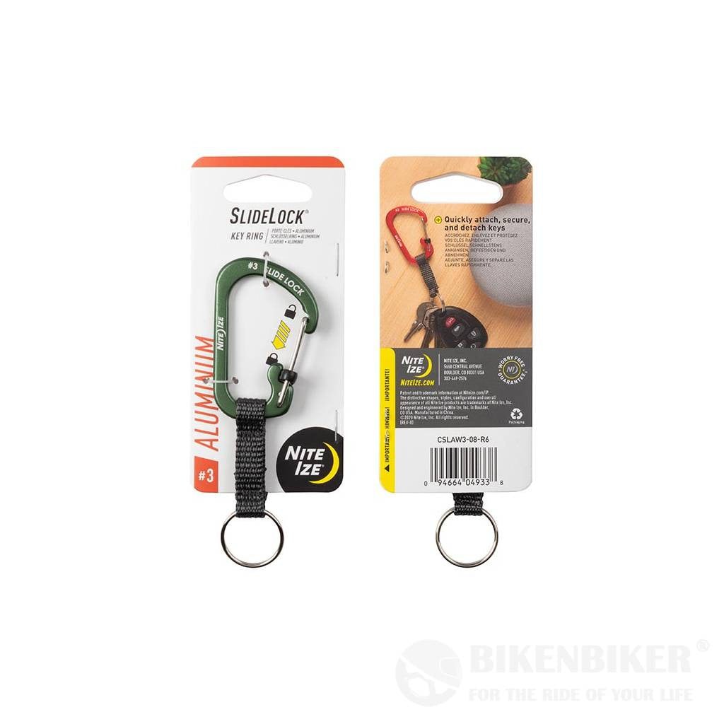 Carabiner Keyring Slide Lock - Aluminum Nite Ize Olive
