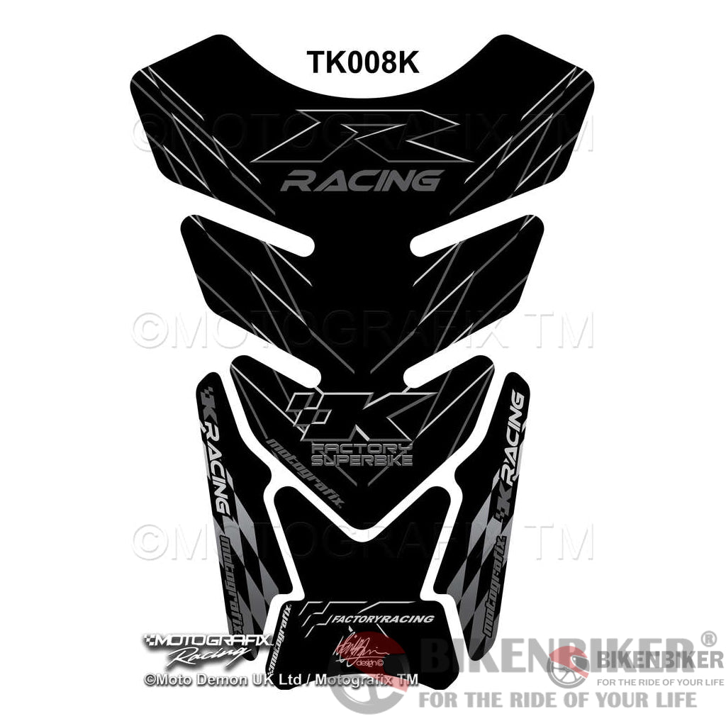 Kawasaki Zx6 Zx7 Zx9 Zx10 Etc Black Green Motorcycle Tank Pad Protector Motografix 3D Gel Tk008K -