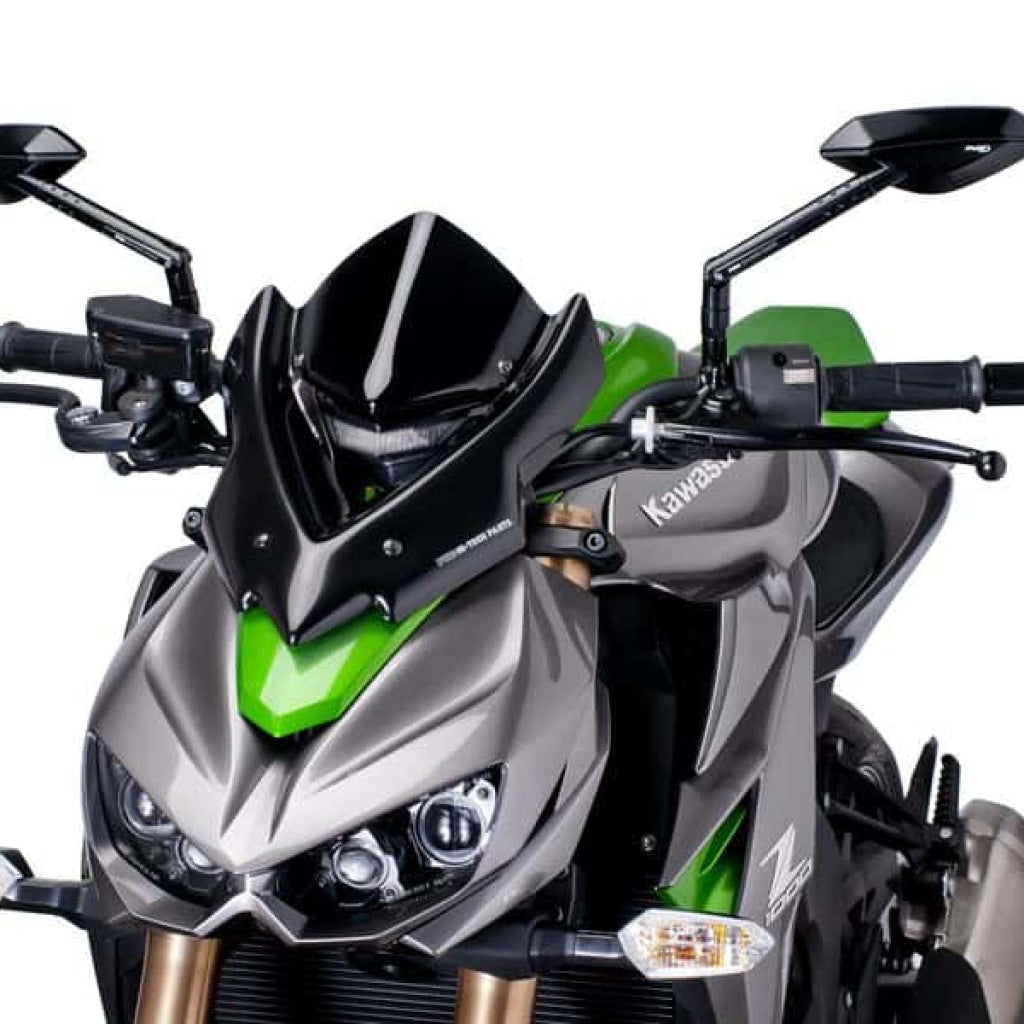 Naked Windscreen For Kawasaki Z1000 - Puig Black Windscreen