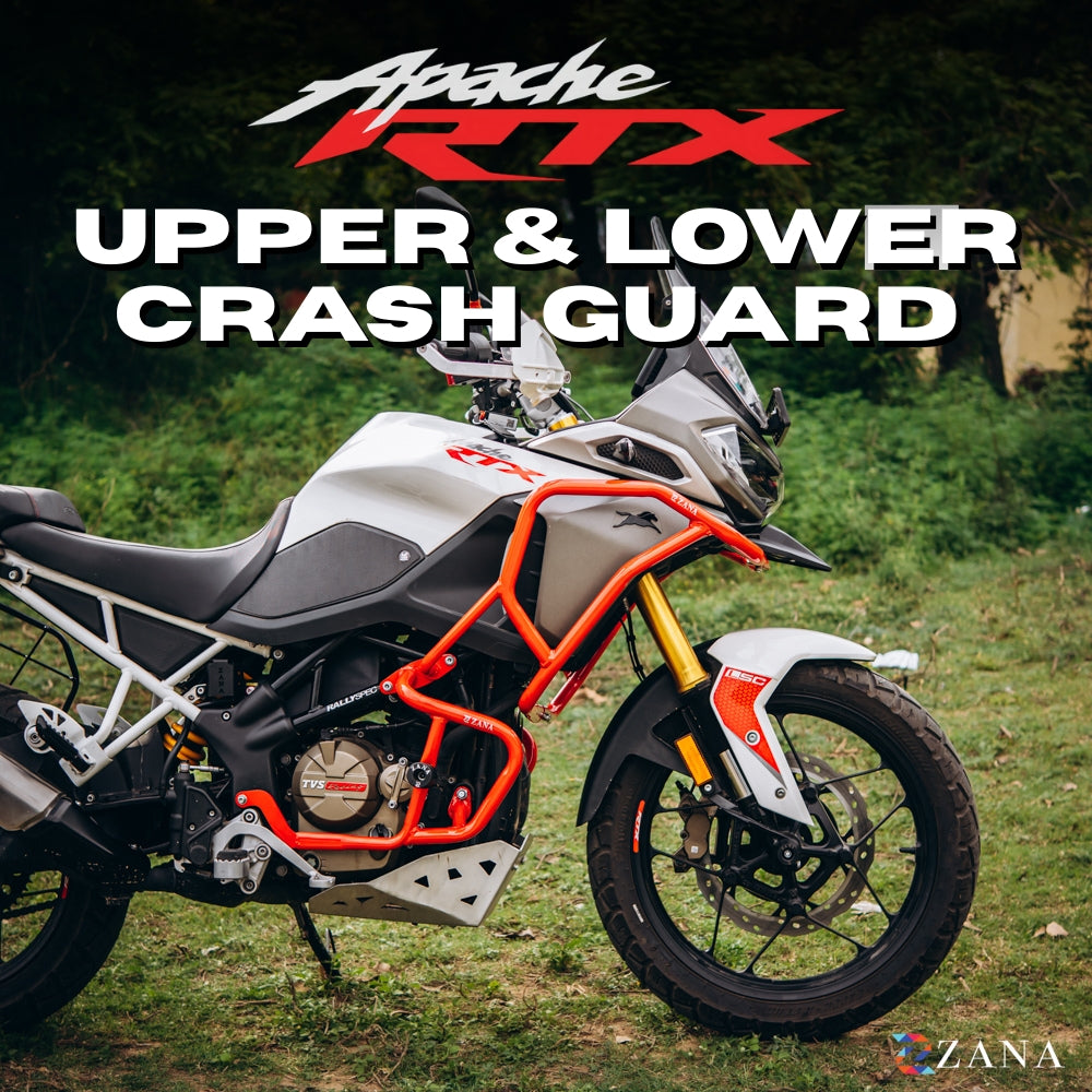 Upper & Lower Crash Guard With Slider Combo (Red) For TVS Apache RTX300 - Zana