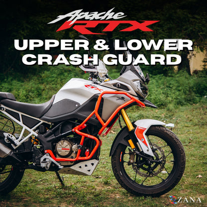 Upper & Lower Crash Guard With Slider Combo (Red) For TVS Apache RTX300 - Zana