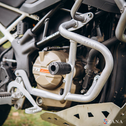 Upper & Lower Crash Guard With Slider Combo (Silver) For TVS Apache RTX300 - Zana