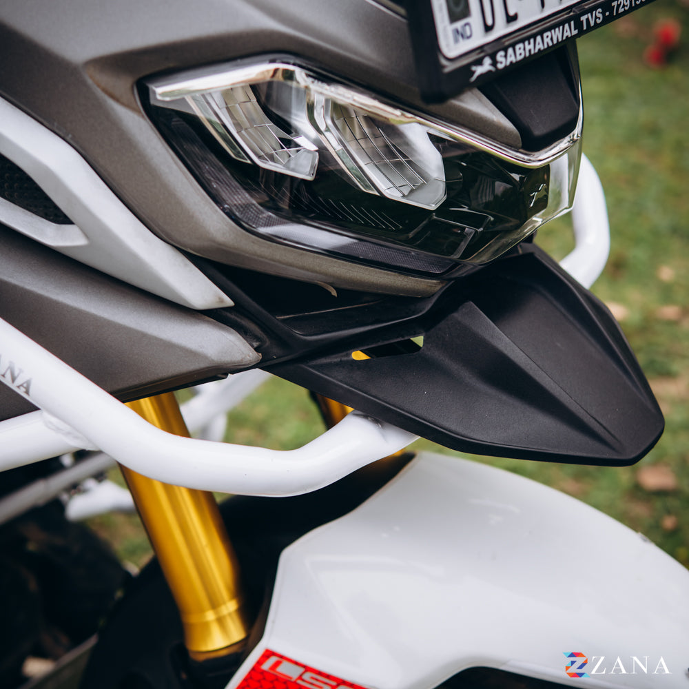 Upper & Lower Crash Guard With Slider Combo (White) For TVS Apache RTX300 - Zana