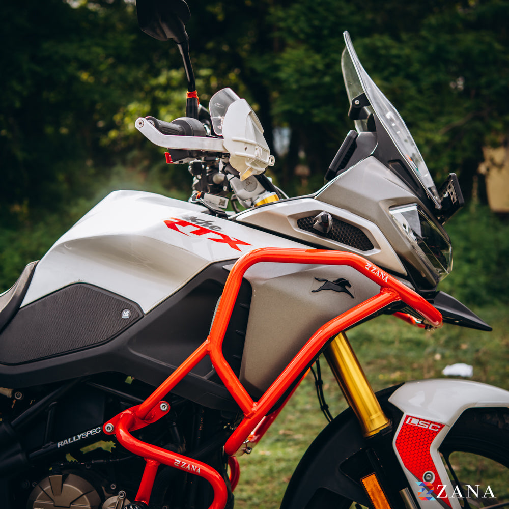 Upper & Lower Crash Guard With Slider Combo (Red) For TVS Apache RTX300 - Zana