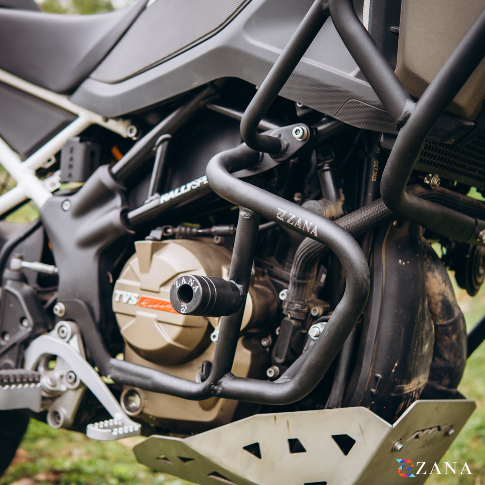Upper & Lower Crash Guard With Slider Combo (Black) For TVS Apache RTX300 - Zana