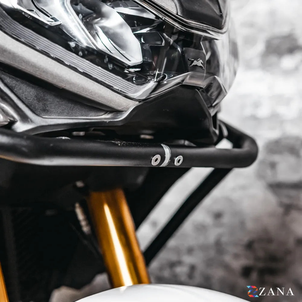 Upper & Lower Crash Guard With Slider Combo (Black) For TVS Apache RTX 300 Without Beak Version - Zana