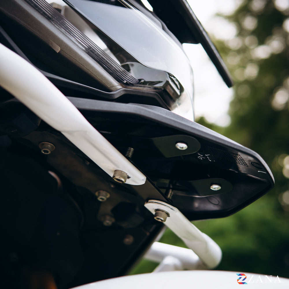 Upper & Lower Crash Guard With Slider Combo (White) For TVS Apache RTX300 - Zana