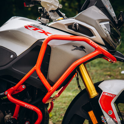 Upper & Lower Crash Guard With Slider Combo (Red) For TVS Apache RTX300 - Zana