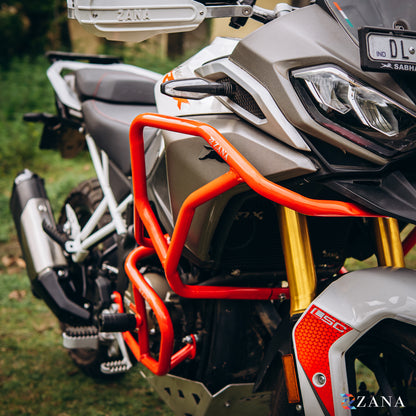 Upper & Lower Crash Guard With Slider Combo (Red) For TVS Apache RTX300 - Zana