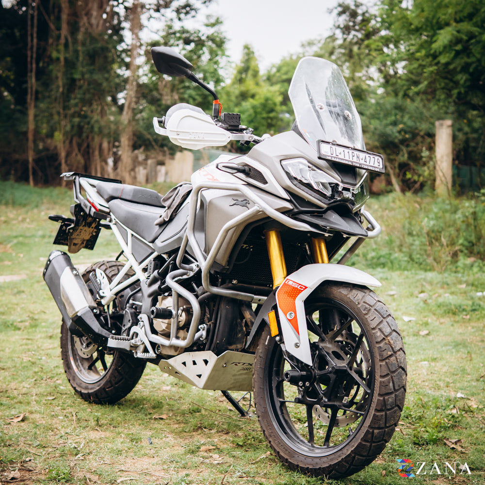 Upper & Lower Crash Guard With Slider Combo (Silver) For TVS Apache RTX300 - Zana