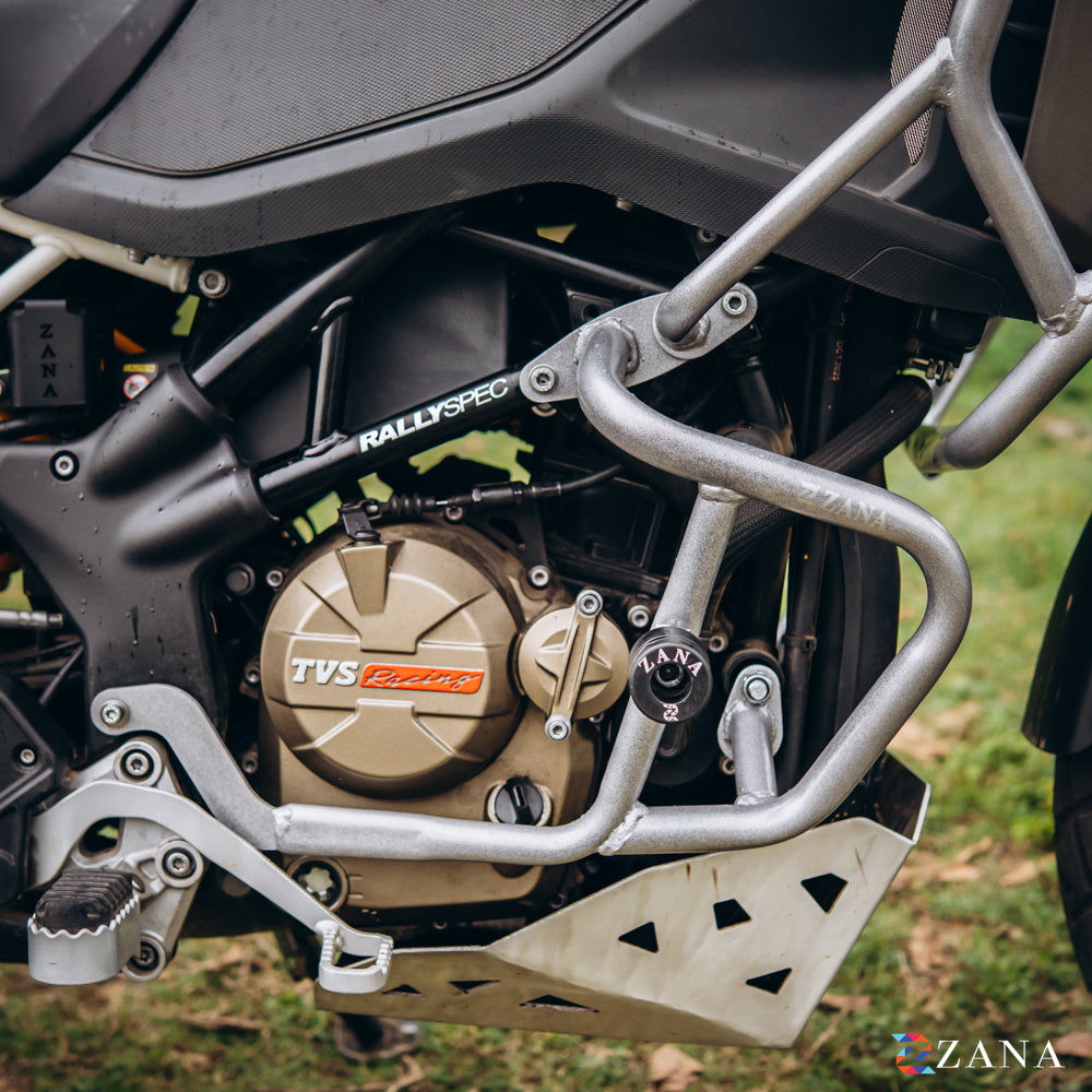 Upper & Lower Crash Guard With Slider Combo (Silver) For TVS Apache RTX300 - Zana