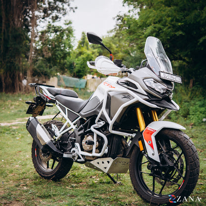 Upper & Lower Crash Guard With Slider Combo (White) For TVS Apache RTX300 - Zana
