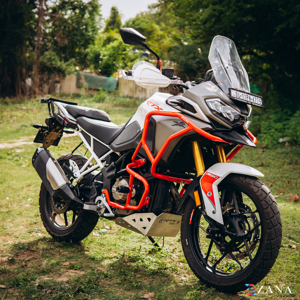 Upper & Lower Crash Guard With Slider Combo (Red) For TVS Apache RTX300 - Zana