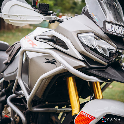 Upper & Lower Crash Guard With Slider Combo (Silver) For TVS Apache RTX300 - Zana