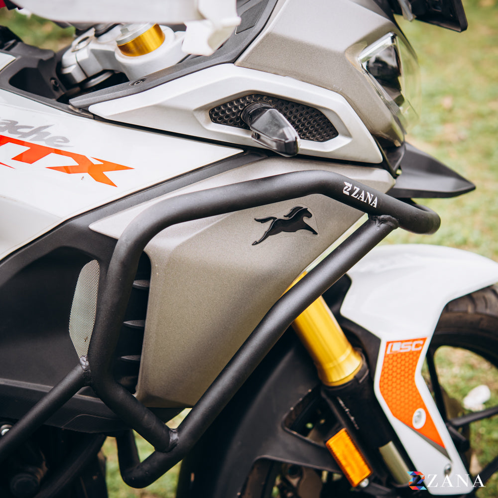 Upper & Lower Crash Guard With Slider Combo (Black) For TVS Apache RTX300 - Zana