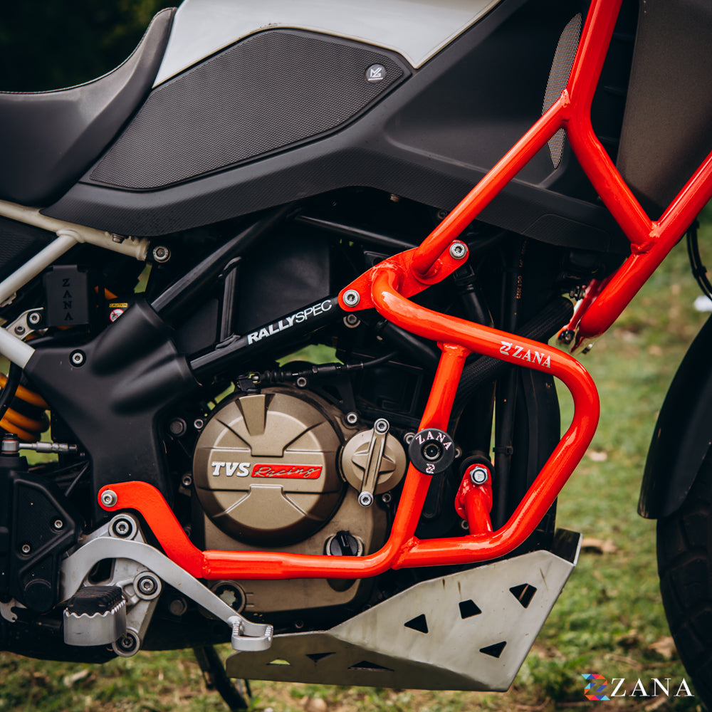 Upper & Lower Crash Guard With Slider Combo (Red) For TVS Apache RTX300 - Zana
