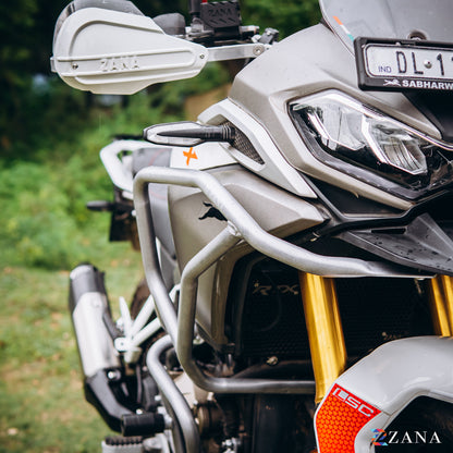 Upper & Lower Crash Guard With Slider Combo (Silver) For TVS Apache RTX300 - Zana
