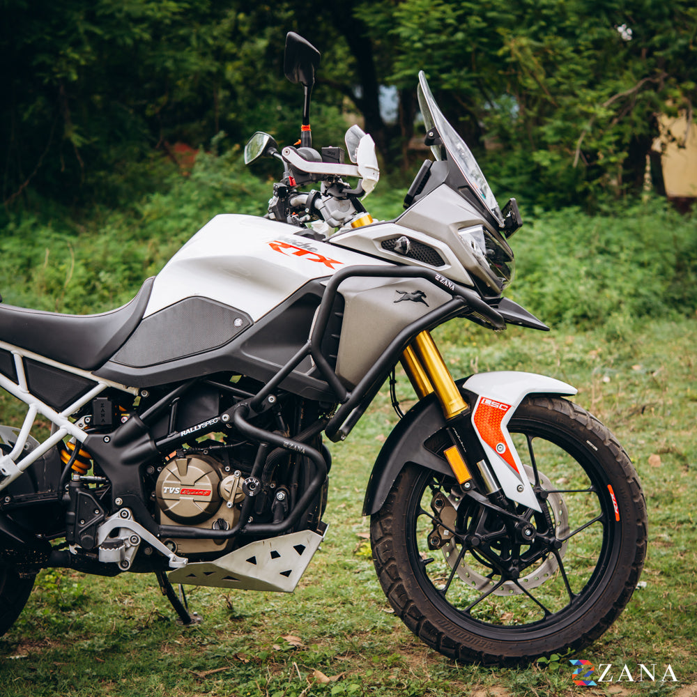 Upper & Lower Crash Guard With Slider Combo (Black) For TVS Apache RTX300 - Zana