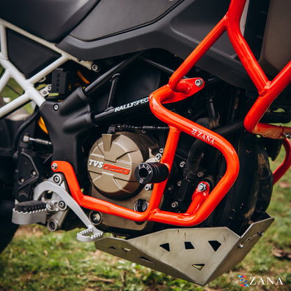 Upper & Lower Crash Guard With Slider Combo (Red) For TVS Apache RTX300 - Zana