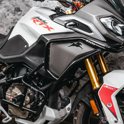 Upper & Lower Crash Guard With Slider Combo (Black) For TVS Apache RTX 300 Without Beak Version - Zana