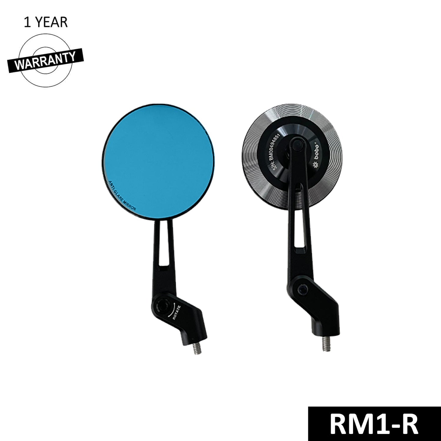 RM1-R Anti-Glare, Anti-Fog Rearview Bike Mirror - BOBO